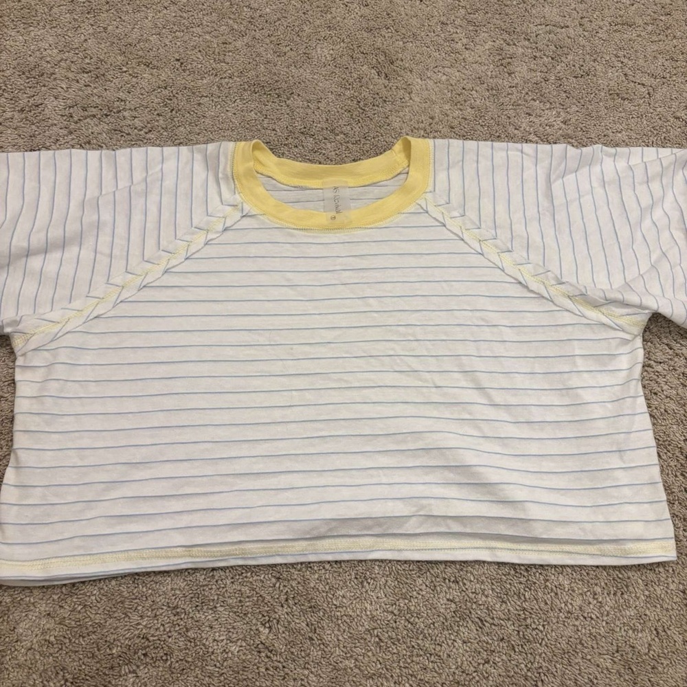 Altar'd State Yellow and White Striped Tee